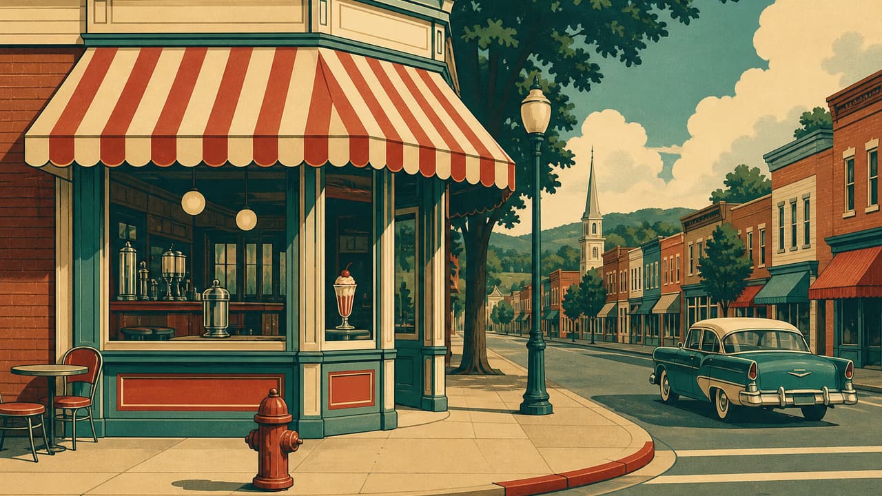 A retro illustration accompanying the story: The Sodas of Burlington County, New Jersey